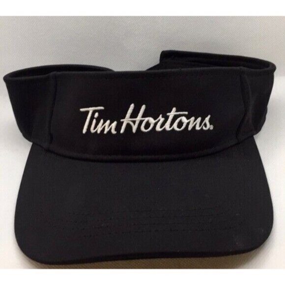 Tim Hortons Restaurant Employee Uniform Visor Hat Cap Black Unisex Canada - Picture 1 of 10